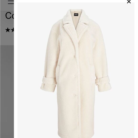 Faux Shearling Button Front Coat XL Express women’s coat $398 NWT Discontinued - Picture 5 of 10